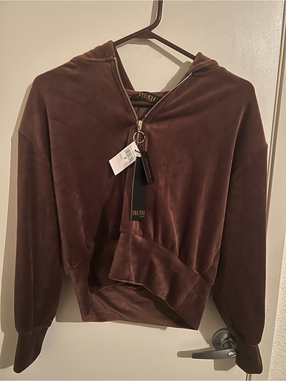 Truth Brown Velour Half-Zip Hoodie